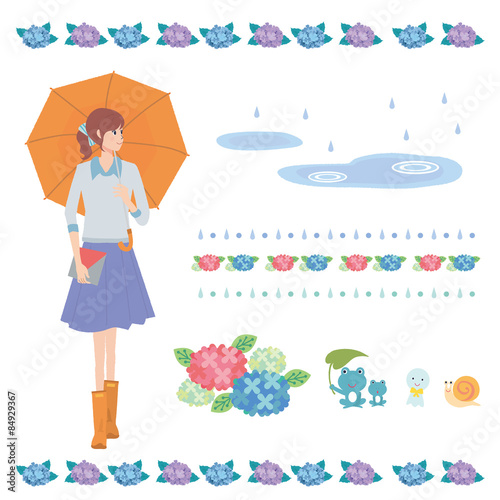 6月　イラスト　女性　ファッション