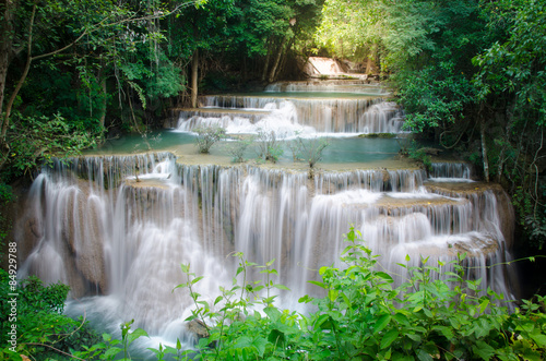 Deep forest Waterfall  Huay Mae Khamin  Kanchanaburi  Thailand