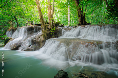 Deep forest Waterfall  Huay Mae Khamin  Kanchanaburi  Thailand