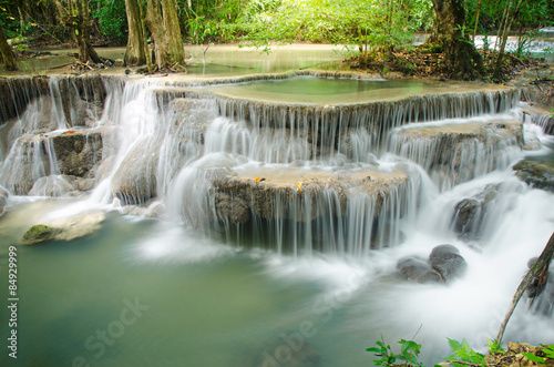 Fototapeta Naklejka Na Ścianę i Meble -  Deep forest Waterfall ,Huay Mae Khamin, Kanchanaburi ,Thailand