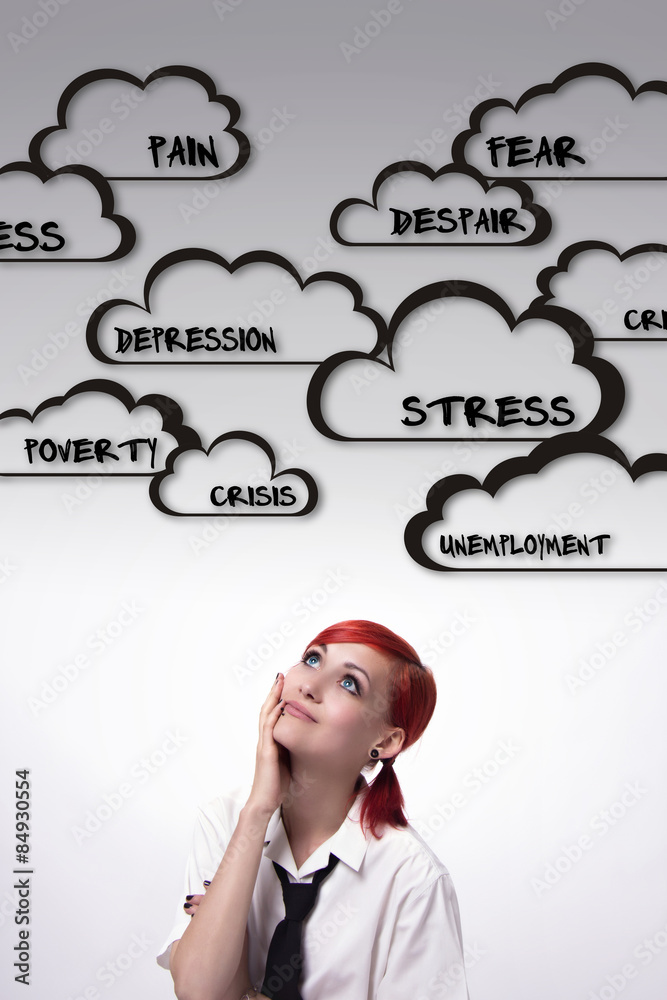 Woman obsessed with dark thoughts Woman obsessed with dark thoughts
