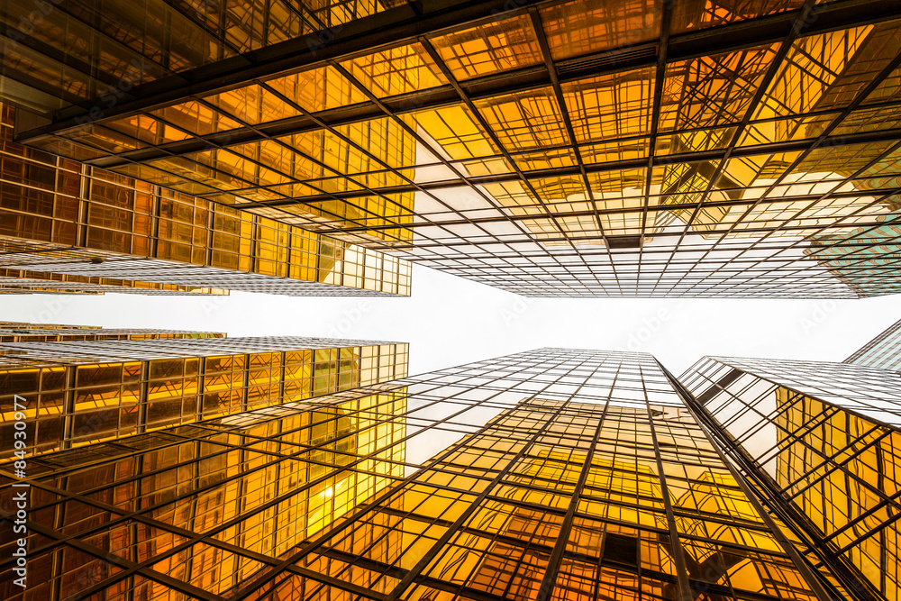 low angle view of modern skyscraper exterior and sky low angle view of modern skyscraper exterior and sky