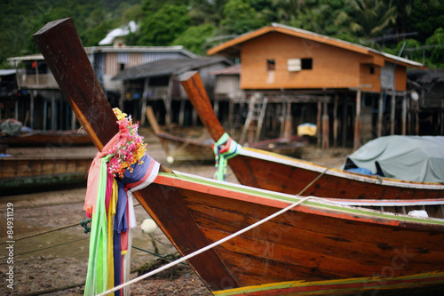 Fishing boats and houses on stilts, Ko Lanta, Thailand