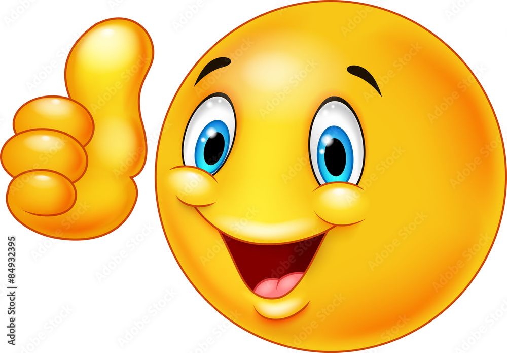 Happy smiley emoticon giving thumbs up Stock Vector | Adobe Stock