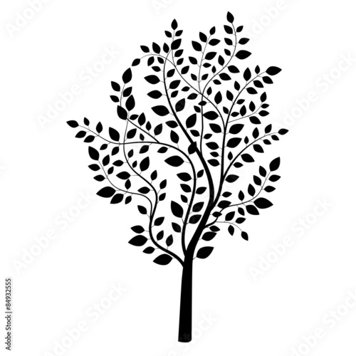 Small tree black isolated on white