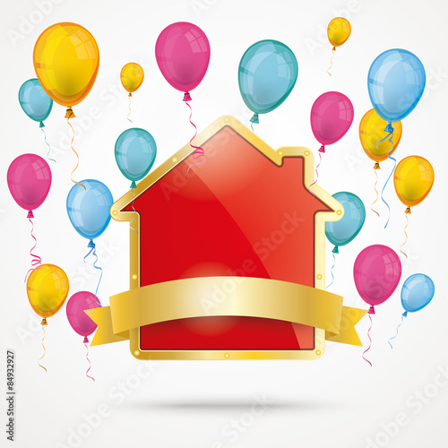 Golden House Ribbon Price Sticker Balloons