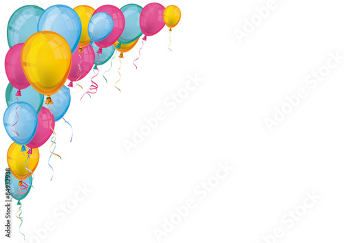 Colored Balloons Side White Background