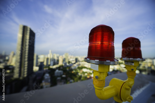 Obstruction light on rooftop of building