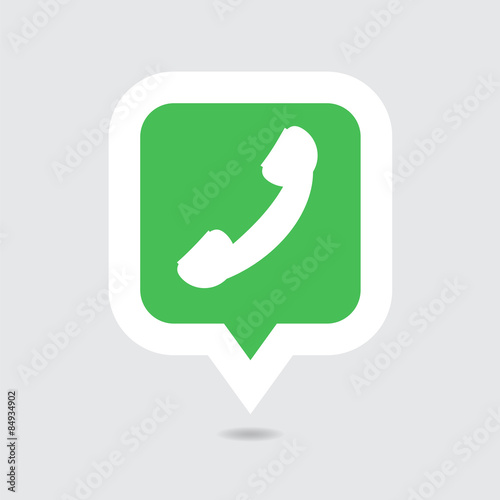 Green and red phone handset icon in bubble speech set