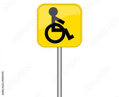 Gelbes Schild zeigt Rollstuhl