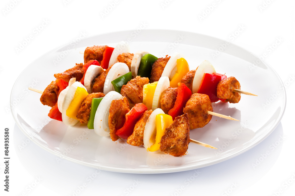 Kebab - grilled meat and vegetables Kebab - grilled meat and vegetables