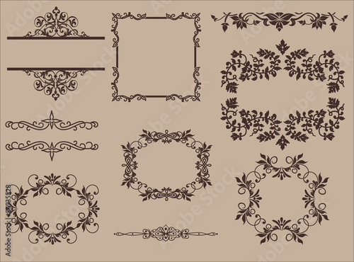 Vector Set of Calligraphic Design Elements and Page Decoration