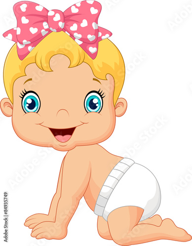Cartoon happy baby crawl