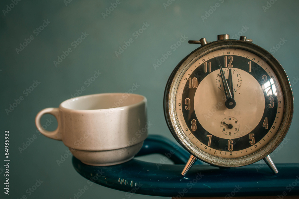 clock and coffee cup clock and coffee cup