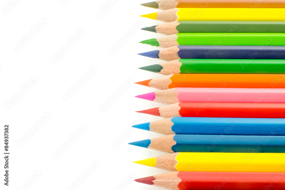 Fototapeta premium Colored pencils on white background