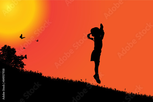 Vector silhouette of a girl.