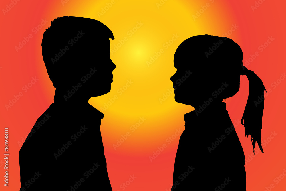 Vector silhouette of children.