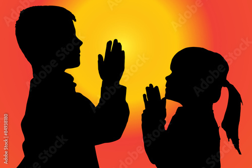 Vector silhouette of children.