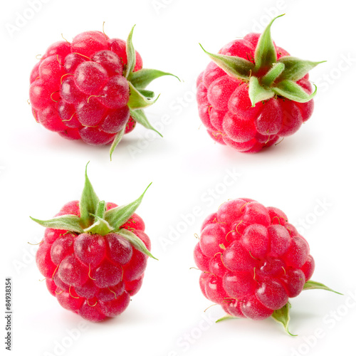 Raspberry isolated on white. Collection.