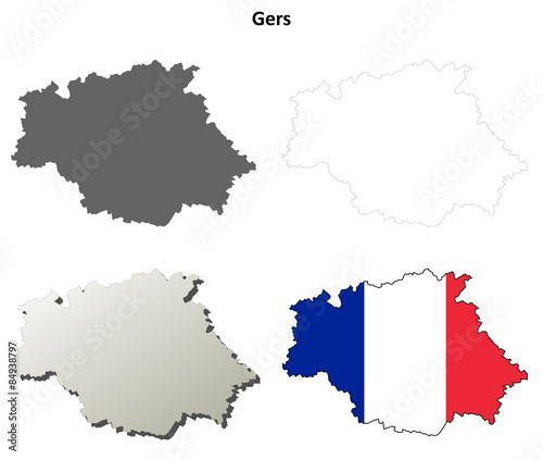 Gers (Midi-Pyrenees) outline map set