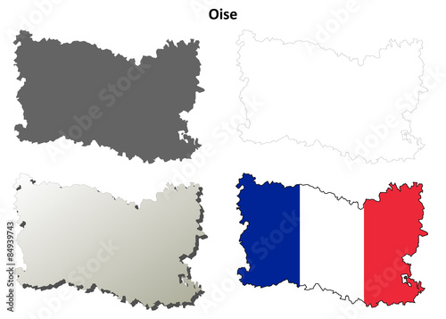Oise (Picardy) outline map set photo