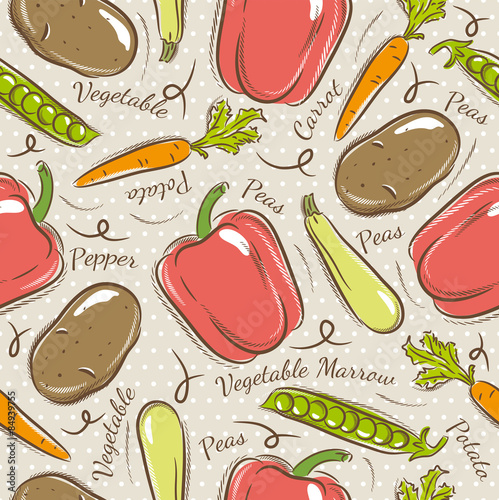Pattern with  potato, pepper, carrot