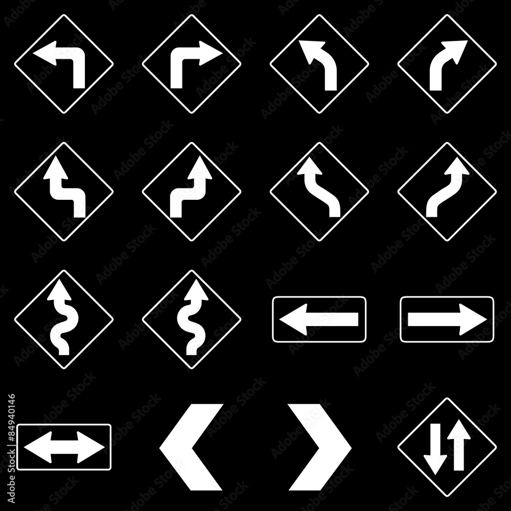 Set of white road traffic signs. Vector Set of white road traffic signs. Vector