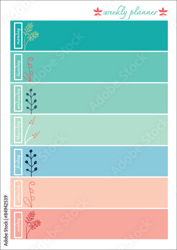 Weekly planner pastel color sweet