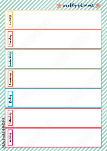 Weekly planner colorful frame