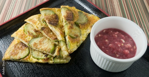 Thai Eggplant Omelet Served with Chili Paste photo