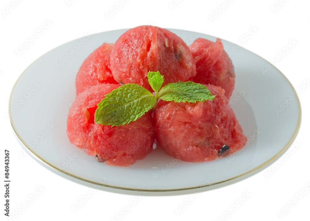 Ripe Red Watermelons Isolated on White Background Ripe Red Watermelons Isolated on White Background