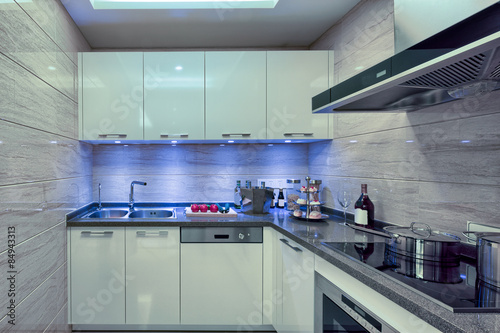 modern kitchen in villa with luxury decoration and design