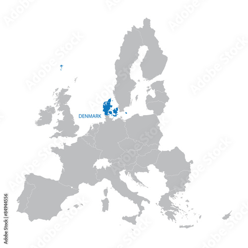 European Union map with indication of Denmark