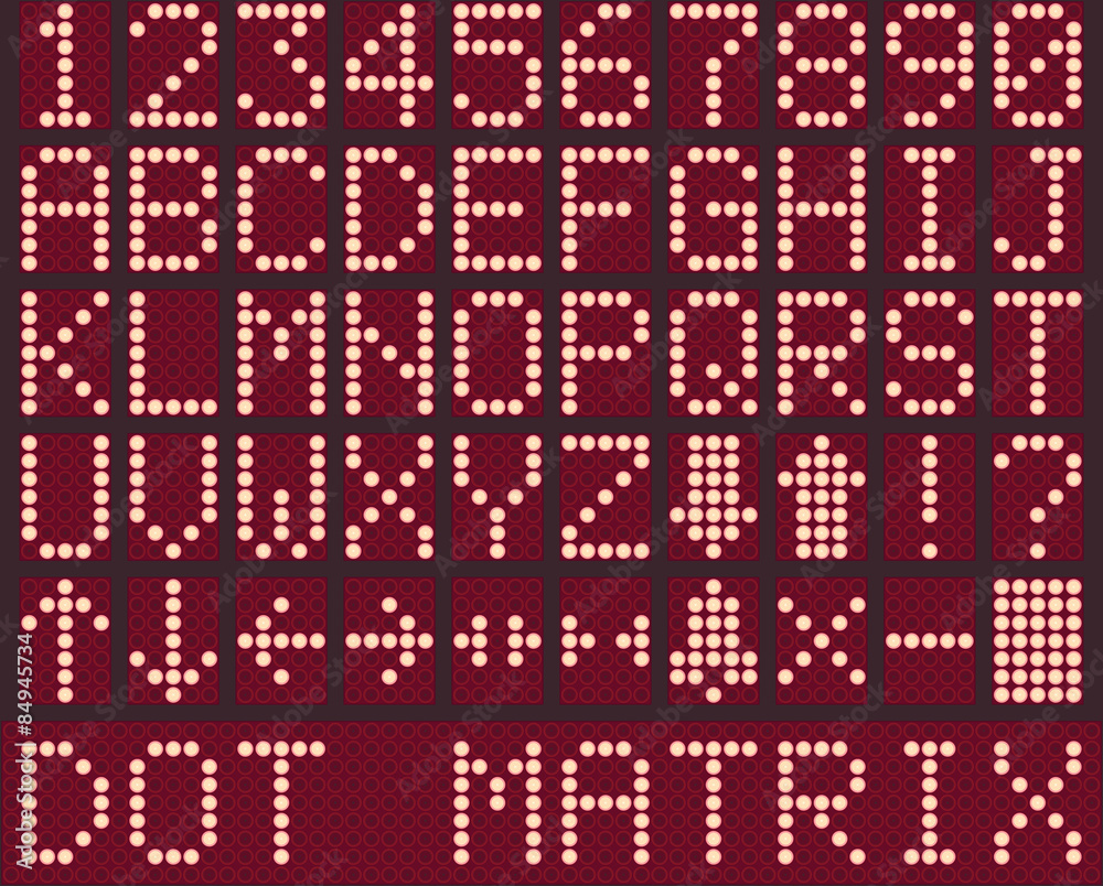 Digital alphabet and numbers for elevator display Digital alphabet and numbers for elevator display
