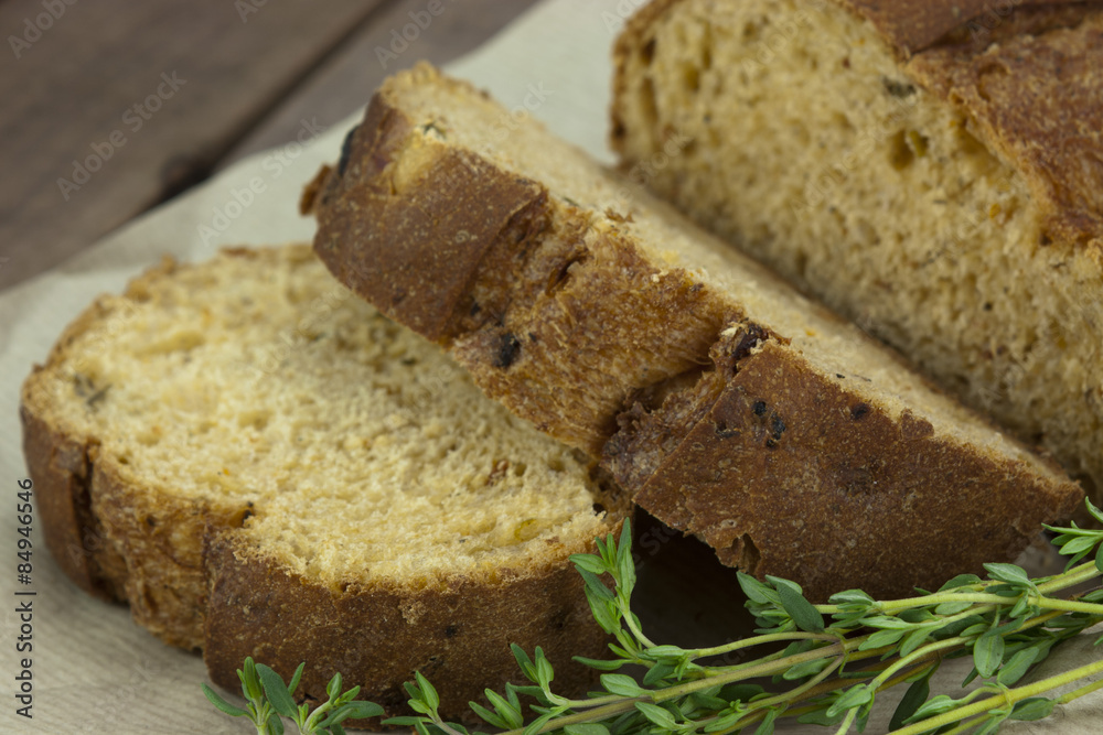 Wholemeal bread on brown paper