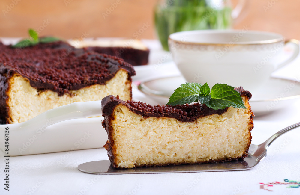 Cheesecake with chocolate topping Cheesecake with chocolate topping