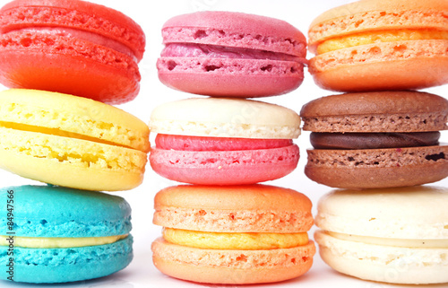 Close up to colorful macaroon cookies,selective focus