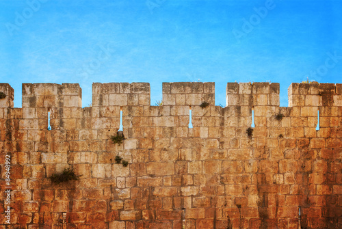 Fototapete Defensive wall of the ancient holy Jerusalem