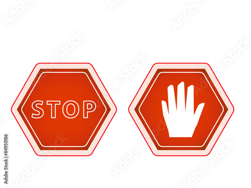 sign of stop and hand vector sign symbol