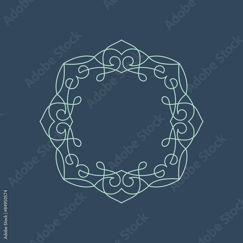 Vector mono line frame. Elegant monogram design template.