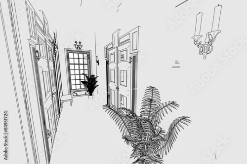 Фотография cartoon image of manor interior
