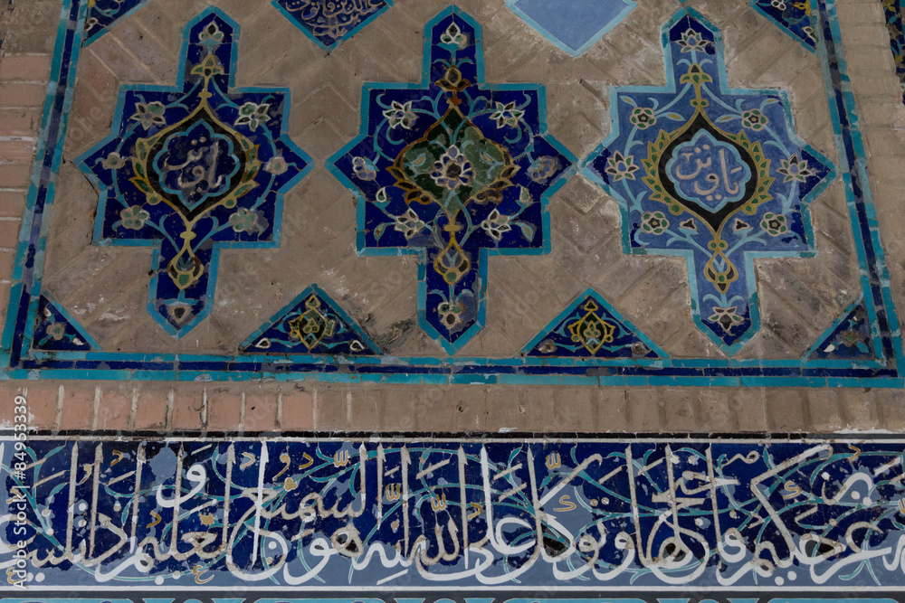 tile decoration in the 15th century Kabud mosque in Tabriz, Iran