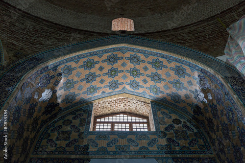 tile decoration in the 15th century Kabud mosque in Tabriz, Iran photo