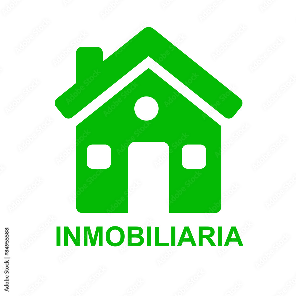 Icono casa y texto INMOBILIARIA verde