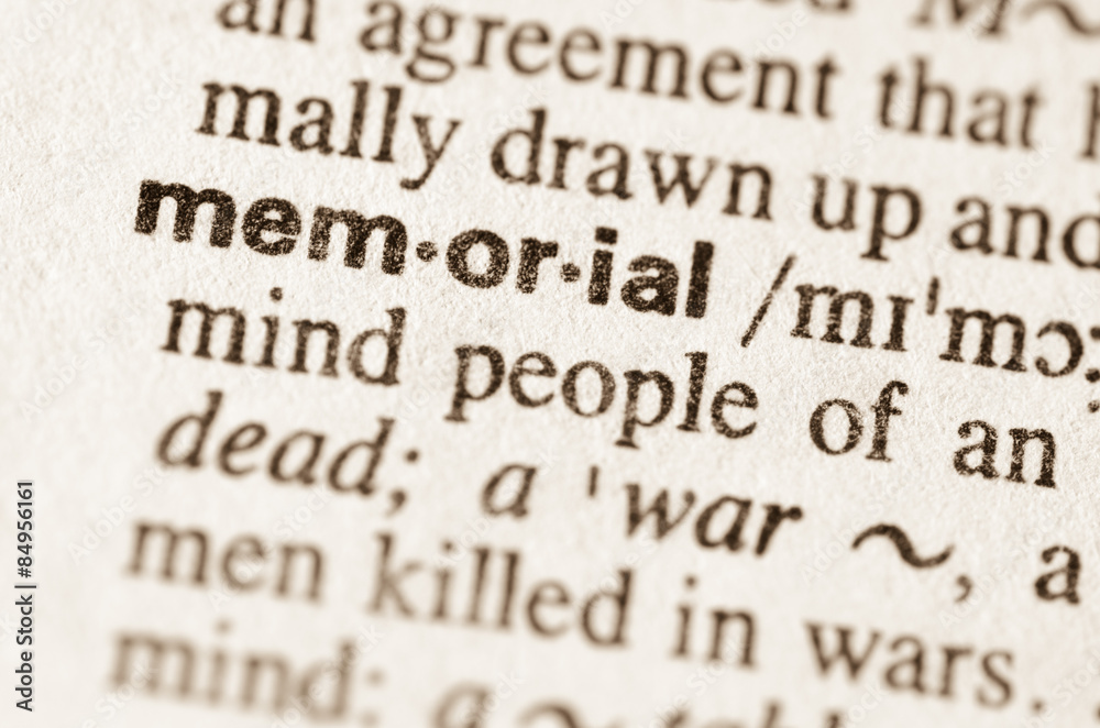 Dictionary definition of word memorial