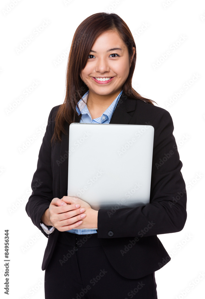 Businesswoman hold with laptop computer Businesswoman hold with laptop computer