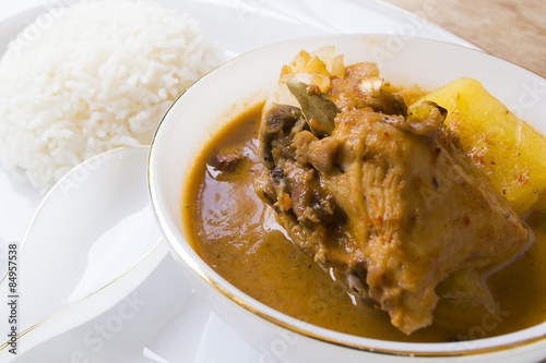 Thai food mussaman curry with rice