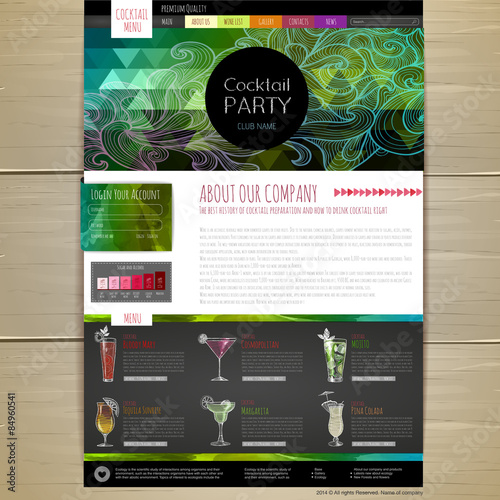 Watercolor Cocktail concept design. Corporate identity. Web site design