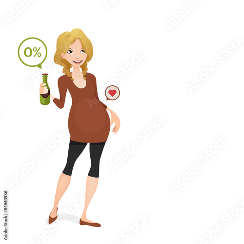 pregnant woman with a non alcoholic beer