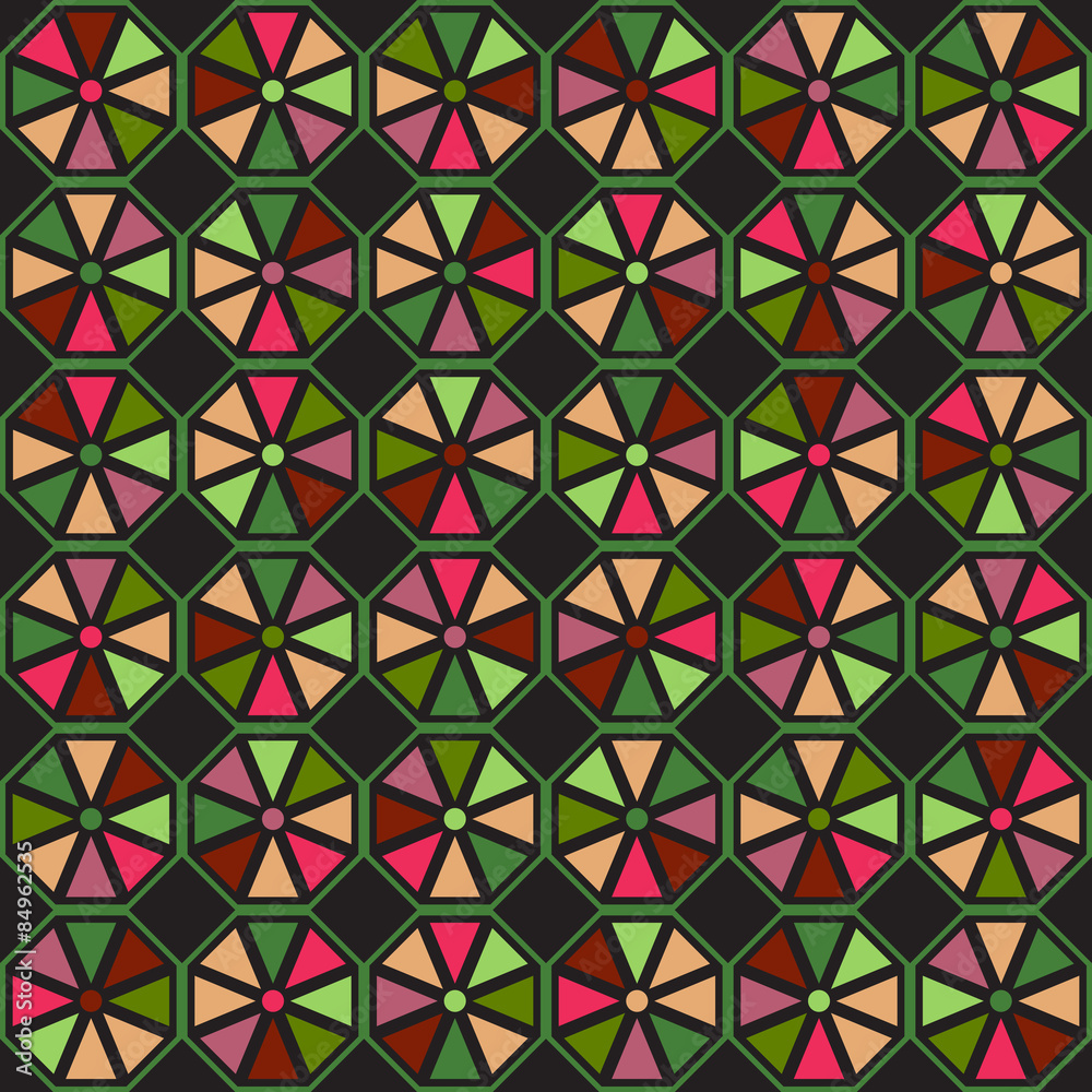 Vector seamless pattern. Stylish geometric seamless texture of colored hexagons